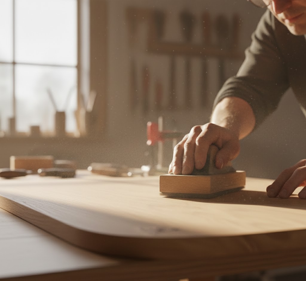 Snedker arbejder på træet